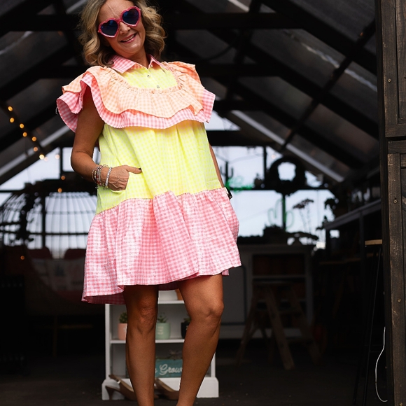 Queen of Sparkles Neon Checkered dress - Picture 3 of 7